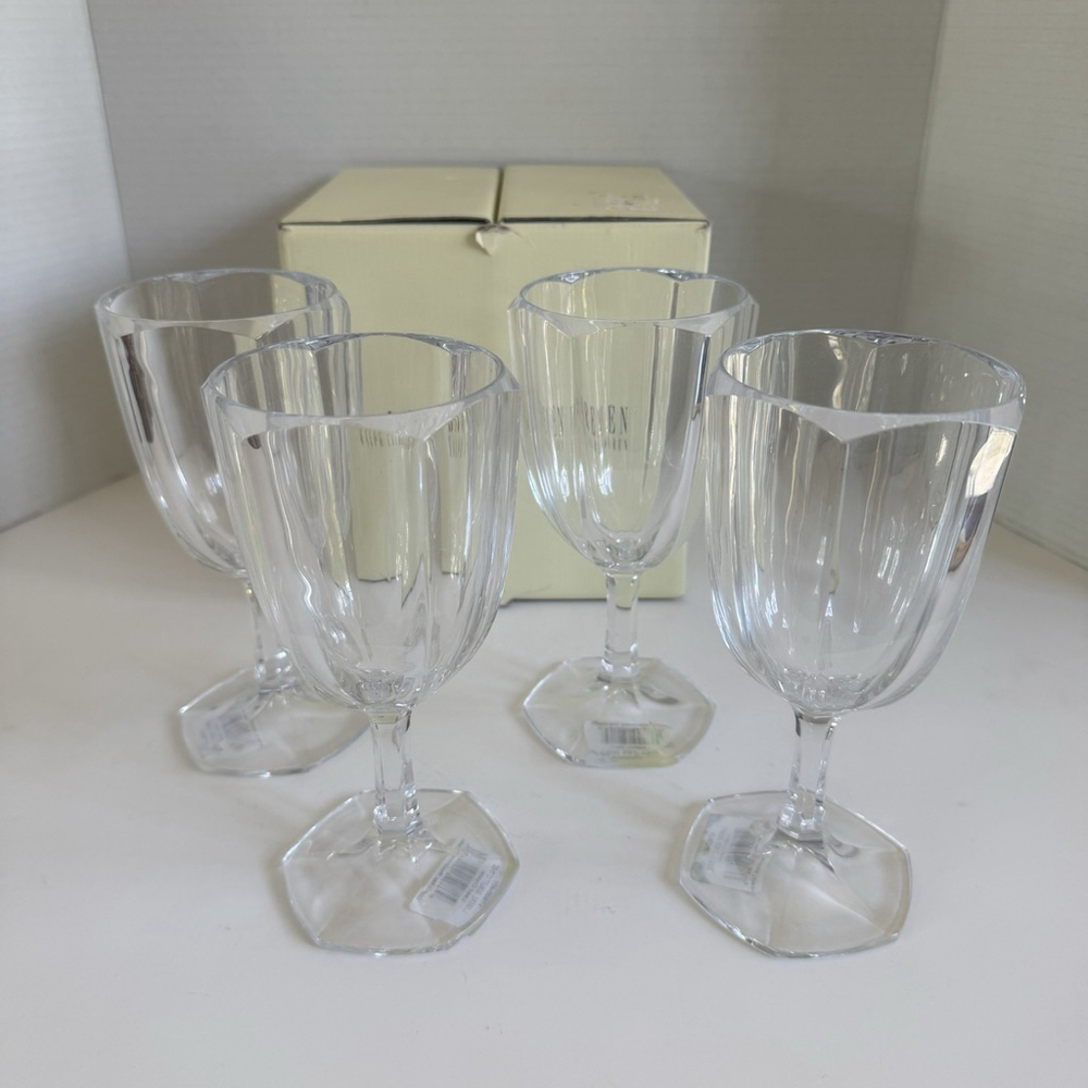 Ralph Lauren Lumiere Crystal Goblets, Etched LRL Set Of 4 RARE** - Picture 2 of 14